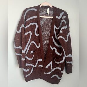 Dreamers Brown and  Blue Cardigan Sweater oversized